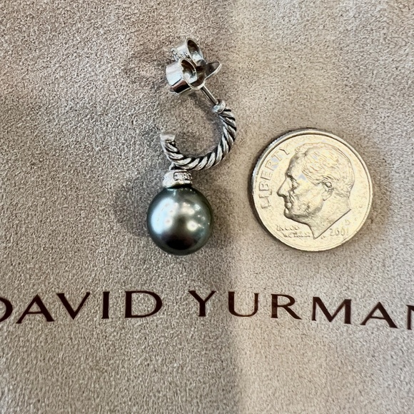 DAVID YURMAN Tahitian Pearl and Diamond Drop Earrings - Picture 3 of 7